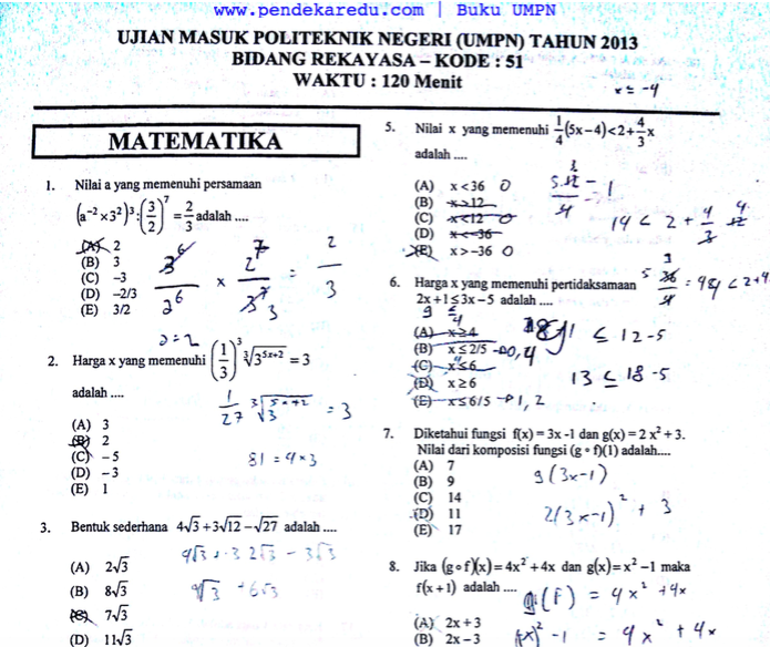 soal umpn polines 2014 tata niaga