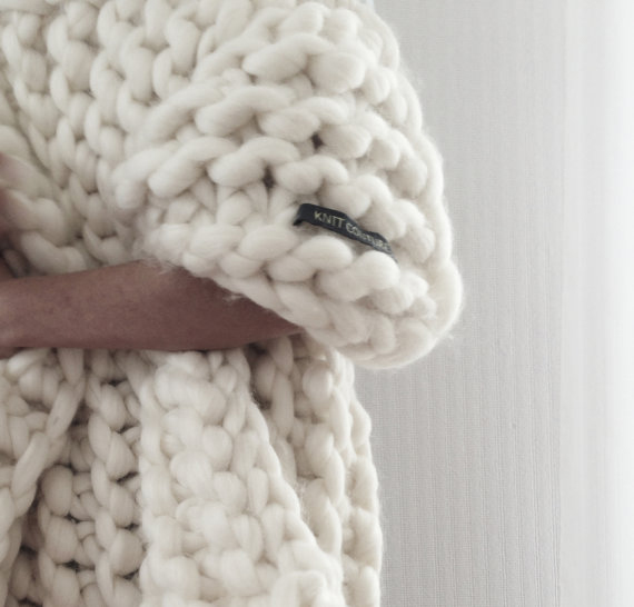 Cushy knit blanket by KnitCoutureCo