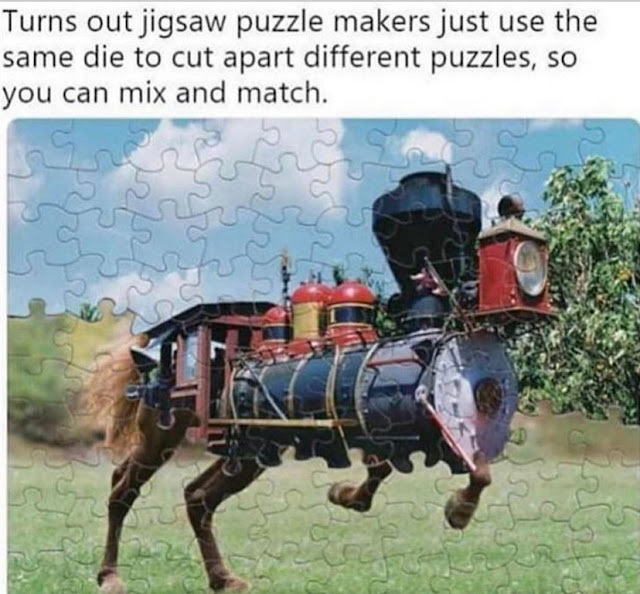Turns out jigsaw puzzle makers just use the same die to cut apart different puzzles so you can