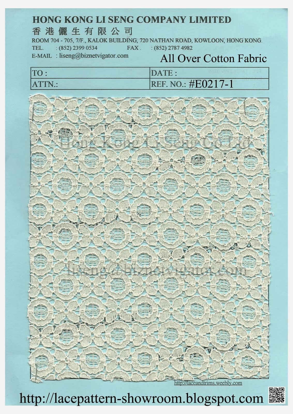  Hong Kong Li Seng Co Ltd " Lace Trims Manufacturer " Cord