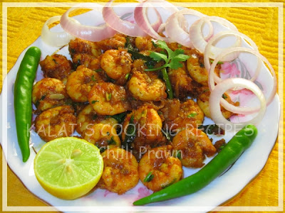 Hot and Spicy Dry Chilli Prawn - Indian Recipe