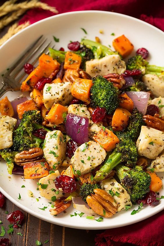 Chicken Broccoli and Sweet Potato Sheet Pan Dinner. #Chicken #Broccoli #SweetPotato #Dinner