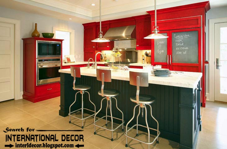 color combinations with red color in the interior, red kitchens 2015