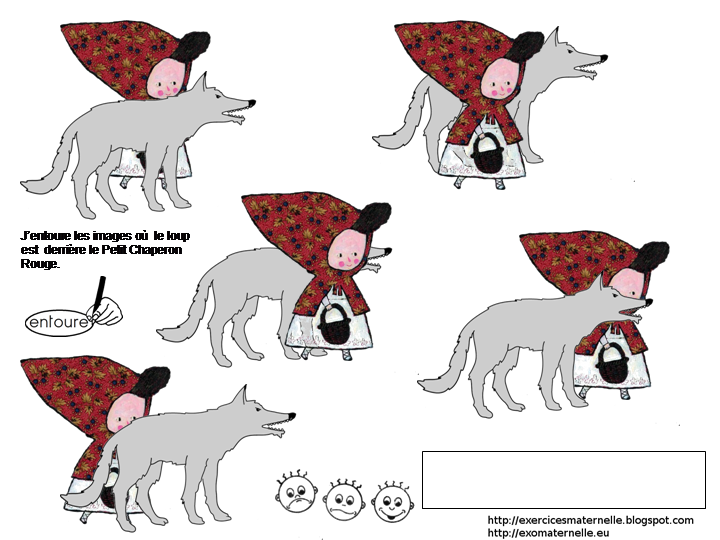 Maternelle: Le Petit Chaperon rouge, exercices de repérage spatial