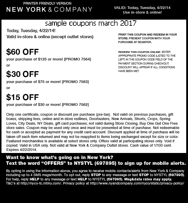 New york and company coupons