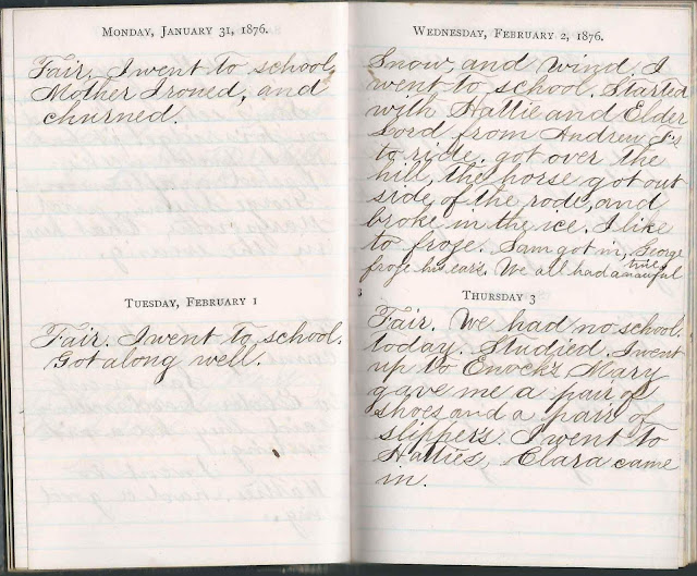 Heirlooms Reunited February Entries in the 1876 Diary of Ida Isadore
