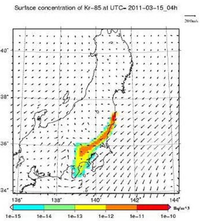 WSPEEDI Shows Tokyo Under Radioactive Plume on March 15 | SimplyInfo.org