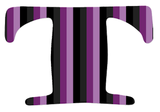 Abecedario con Rayas Horizontales Moradas. Alphabet with Purple Horizontal Stripes.