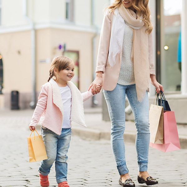 mother and daughter shopping