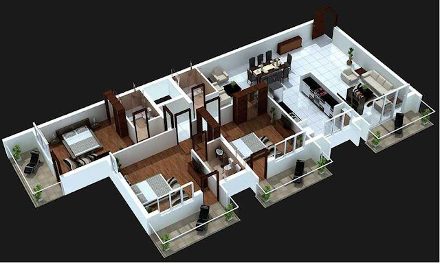 61 Gambar 3d Denah Sketsa Rumah Minimalis Eksklusif
