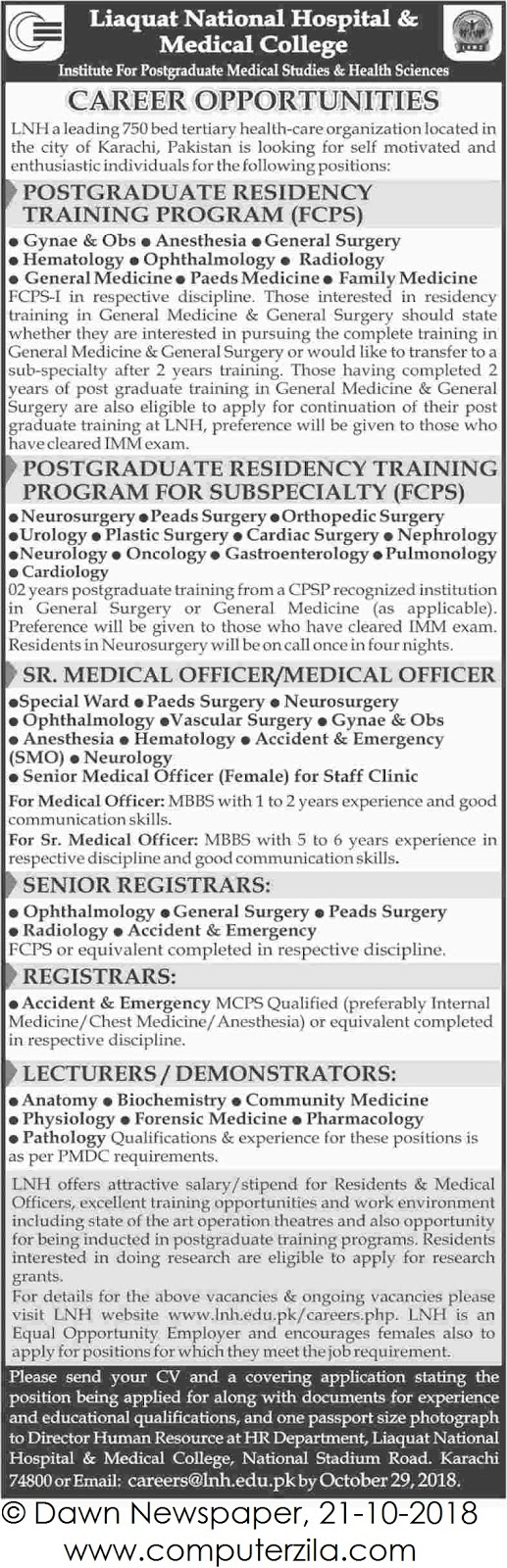 Career Opportunities at Liaquat National Hospital & Medical College