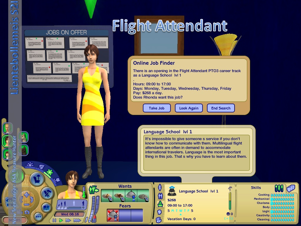 Sims 2 Idea LientebollemeiS2I New career Flight Attendant