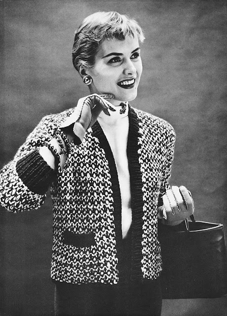 The Vintage Pattern Files: 1950s Free Knitting Pattern - Chanel-esque Sweater Jacket