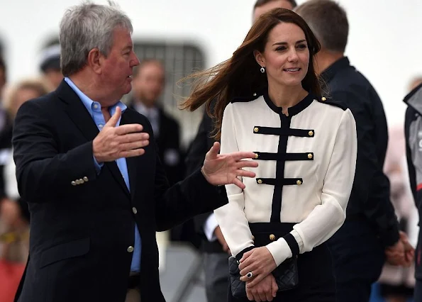 Kate Middleton visited the headquarters of 1851 Trust in Portsmouth. Kate Middleton wore Alexander McQueen dress, Kiki earrings, Rupert Sanderson pumps, shoes