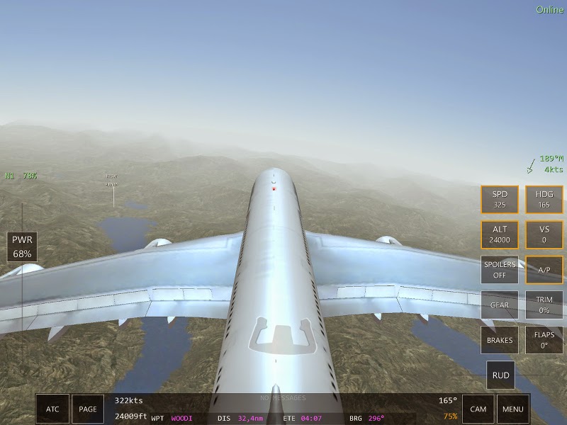 Copie écran jeu Infinite Flight Dérive A380