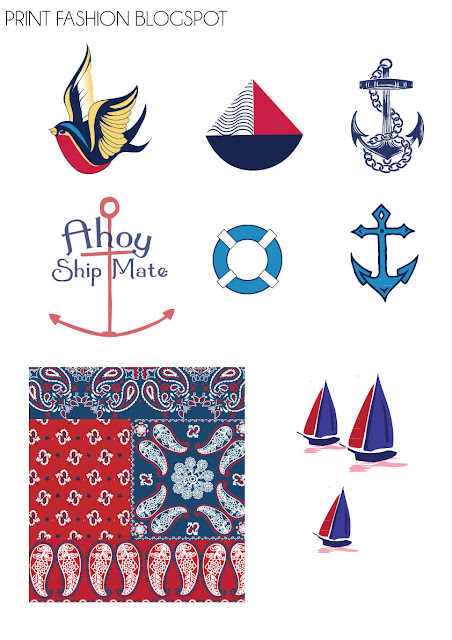 Print Fashion: Nautical vector clipart graphics