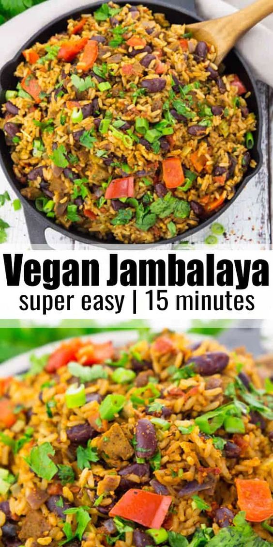 This vegan jambalaya makes the perfect vegan dinner! It's super easy to make and so delicious. It has been one of my favorite vegetarian recipes or recipes with rice for a long time. Find more vegan recipes at veganheaven.org! #vegan #veganrecipes