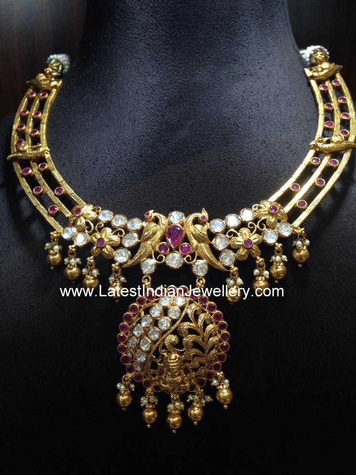 Dull Gold Fancy Ruby Necklace