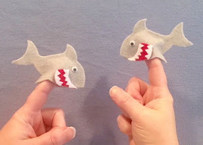 Two Little Sharks, shark finger-puppets, shark fingerplay