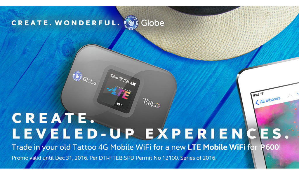 Trade your old Globe Tattoo 4G Pocket WiFi to an LTE Mobile Wi-Fi