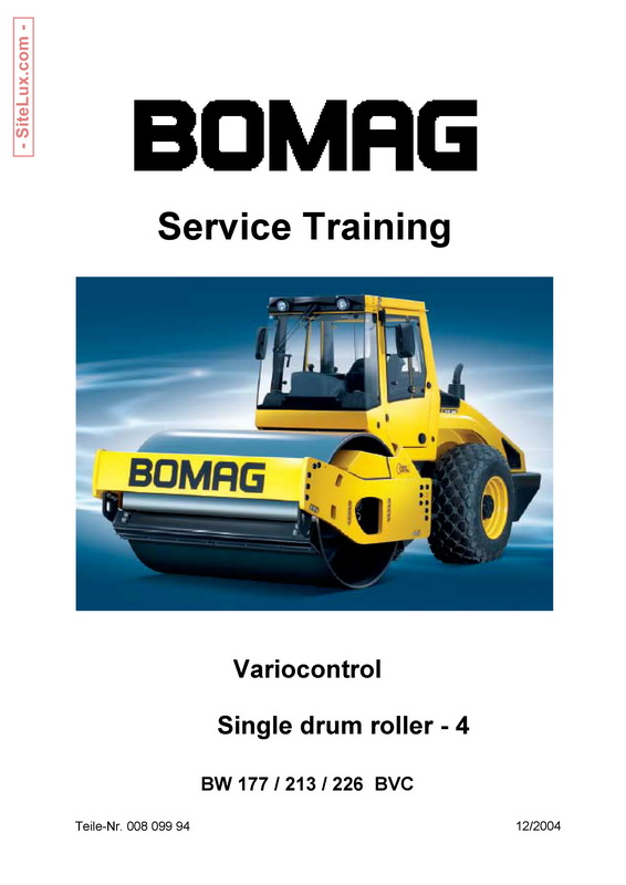 Bomag BW 177, 213, 226 BVC Variocontrol Single Drum Rollers Series 4