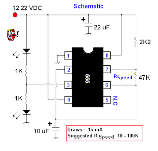 Astable 555 Timer IC Flasher
