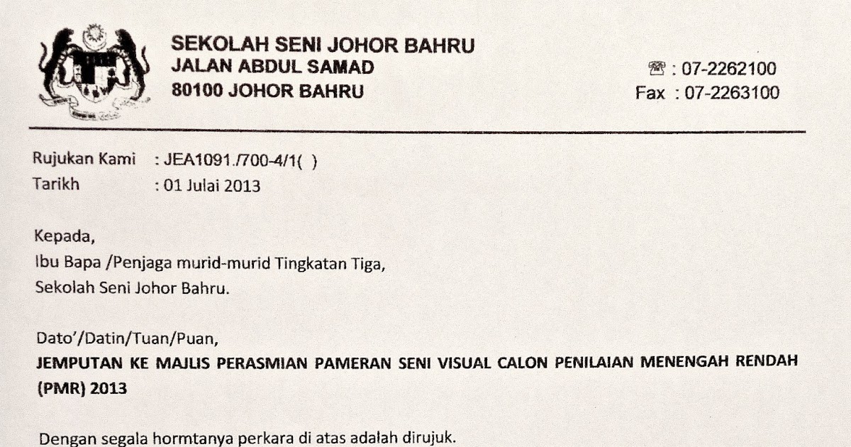 Surat Permohonan Sekolah Rendah - Selangor t