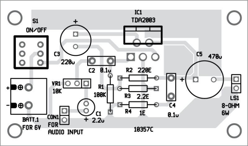 3W/6W audio amplifier using TDA2003 - Circuit Diagrams