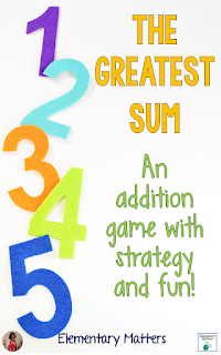 The Greatest Sum - an Addition Game with Strategy and Fun! This game practices adding 2-4 digit numbers with many variations!
