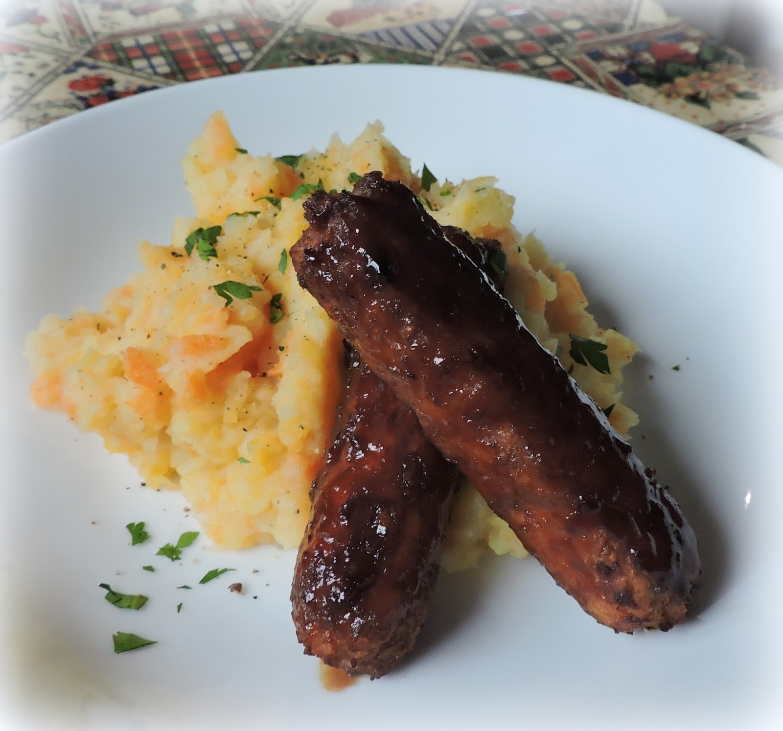 Honey & Soy Glazed Sausage with Root Vegetable Mash The English Kitchen