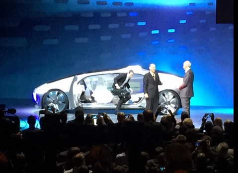Mercedes self-driving car Mercedes just unveiled a self-driving concept car. #CES2015