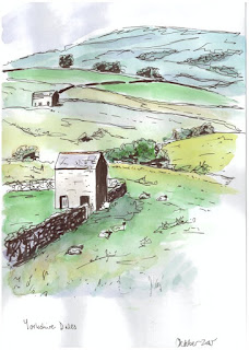 Yorkshire Dales ink and wash