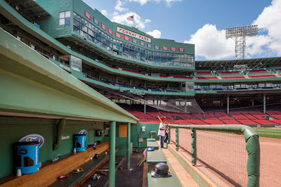 Fenway Dugout Photo Model Andrew Pires warms up for his grand slam!