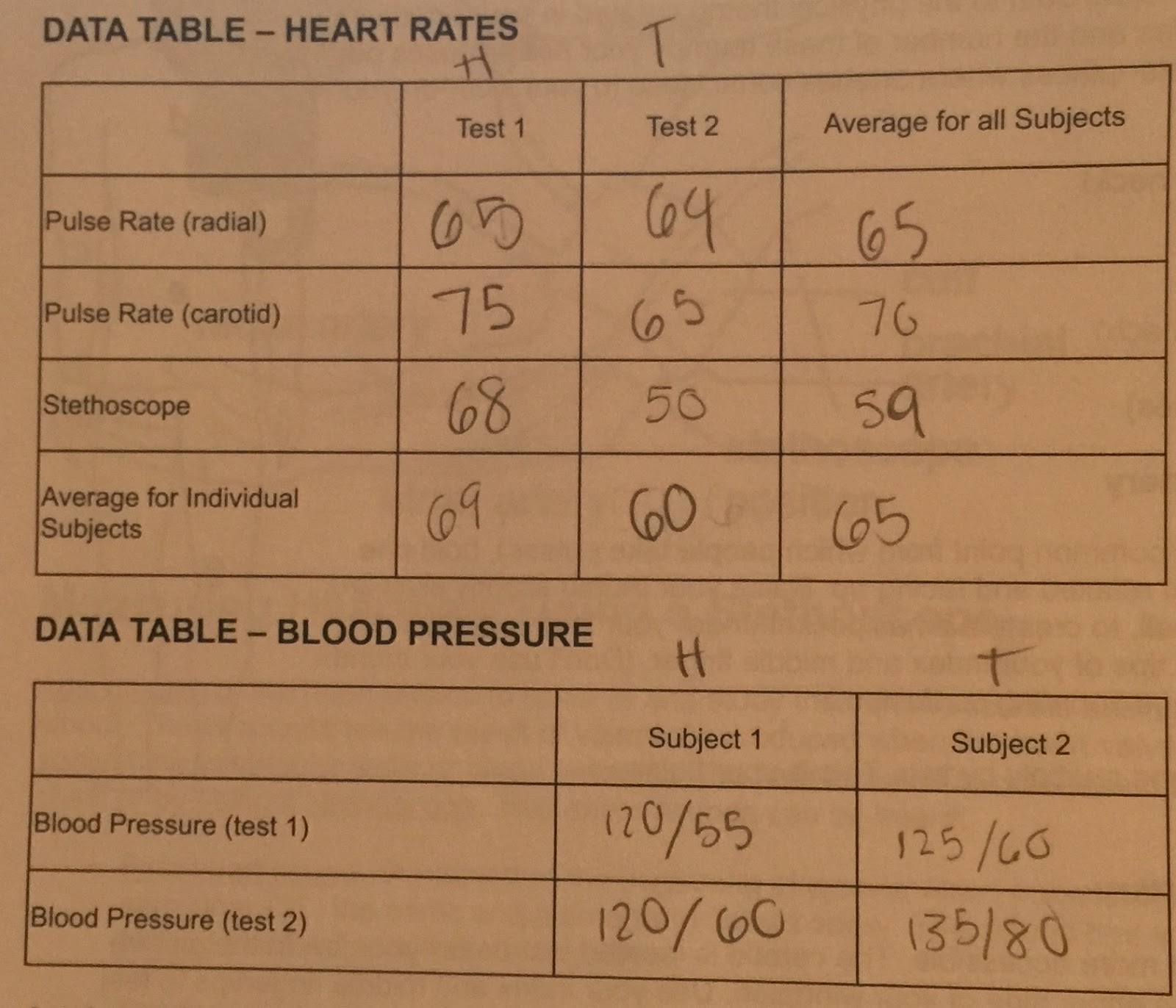 Anatomy and Physiology Blood Pressure Lab