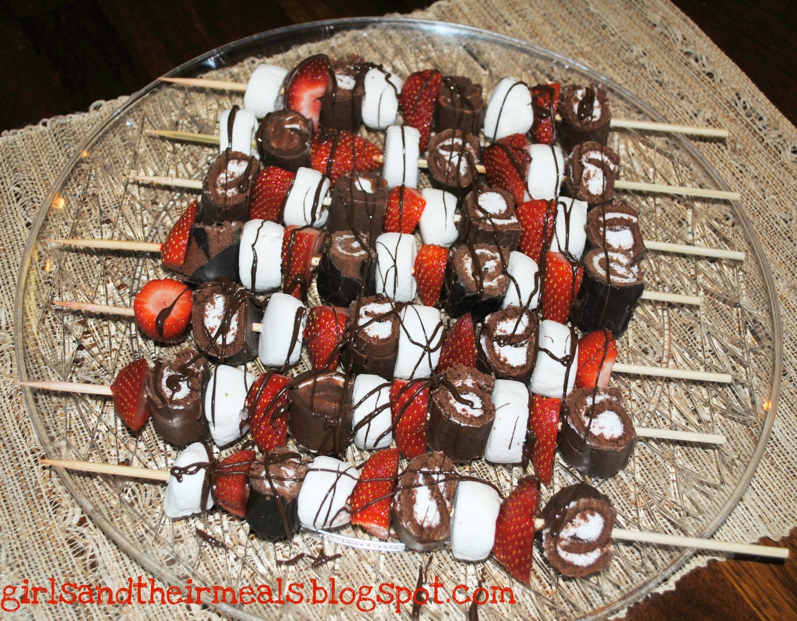girls and their meals ChocolateStrawberry Shish Kabobs