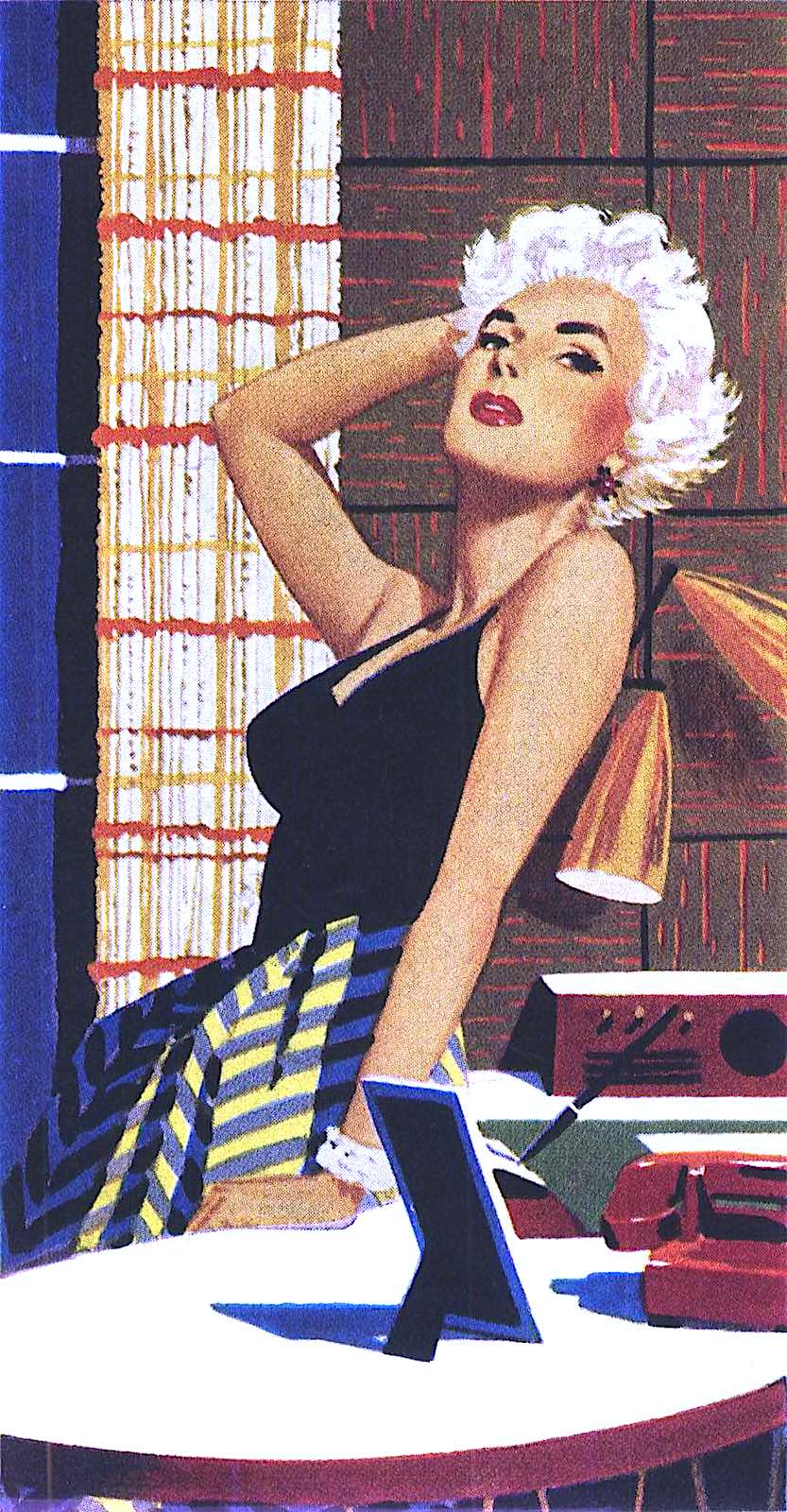 James R. Bingham a James R. Bingham illustration of an alluring attractive woman in a modern home