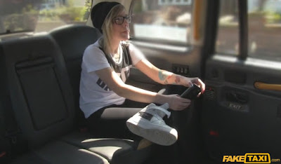 Blonde with glasses and big tattoos – Fake Taxi
