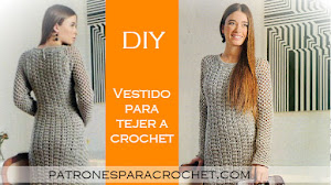 Patrones de Vestido de Mujer con Mangas Largas Crochet