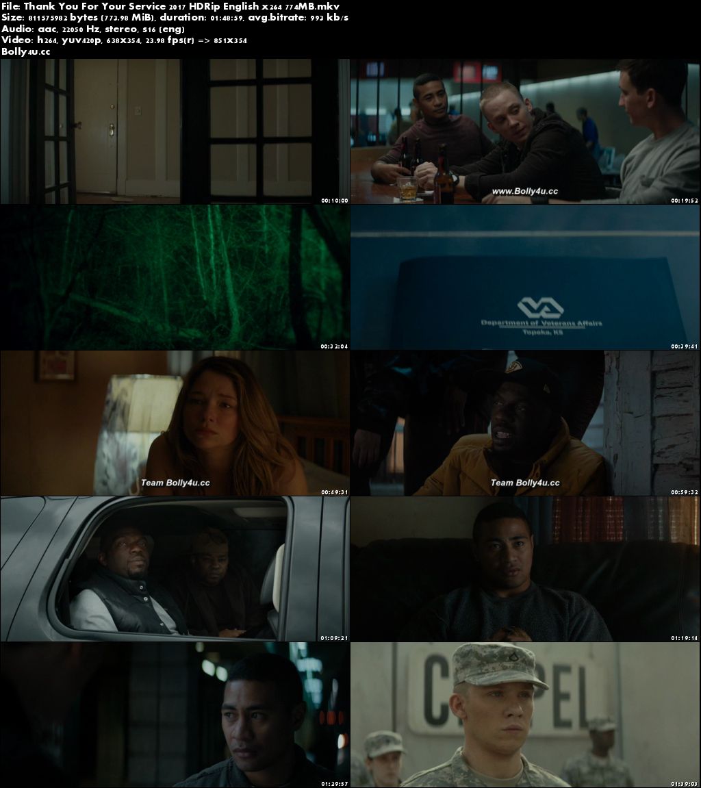 Thank You For Your Service 2017 HDRip 750MB English x264 ESub Download