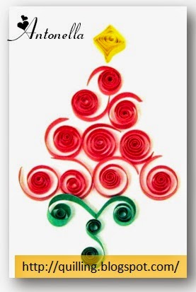 Lovely Red Coil Quilled Christmas Tree from Antonella at www.quilling.blogspot.com  #Quilled #Quilling #Christmas