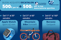 Vinci gratis buoni Decathlon da 500 euro, Apple Watch, Mountain Bike e borsoni sport Logo Vinci gratis buoni Decathlon da 500 euro, Apple Watch, Mountain Bike e borsoni sport