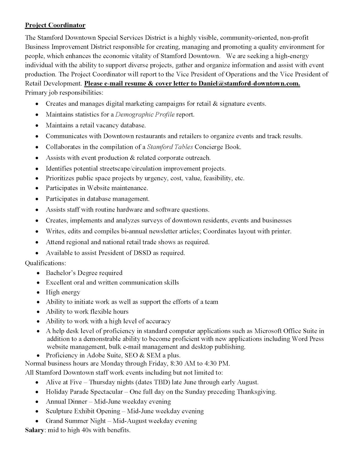 Stamford Downtown Events We are hiring!