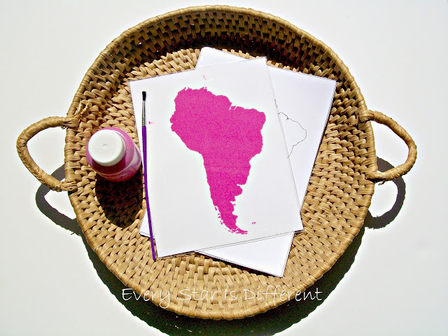 South America is Pink on the Montessori Map (free printable)