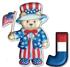 Abecedario con Osito Vestido con la Bandera de USA. Bear with the American Flag Alphabet.