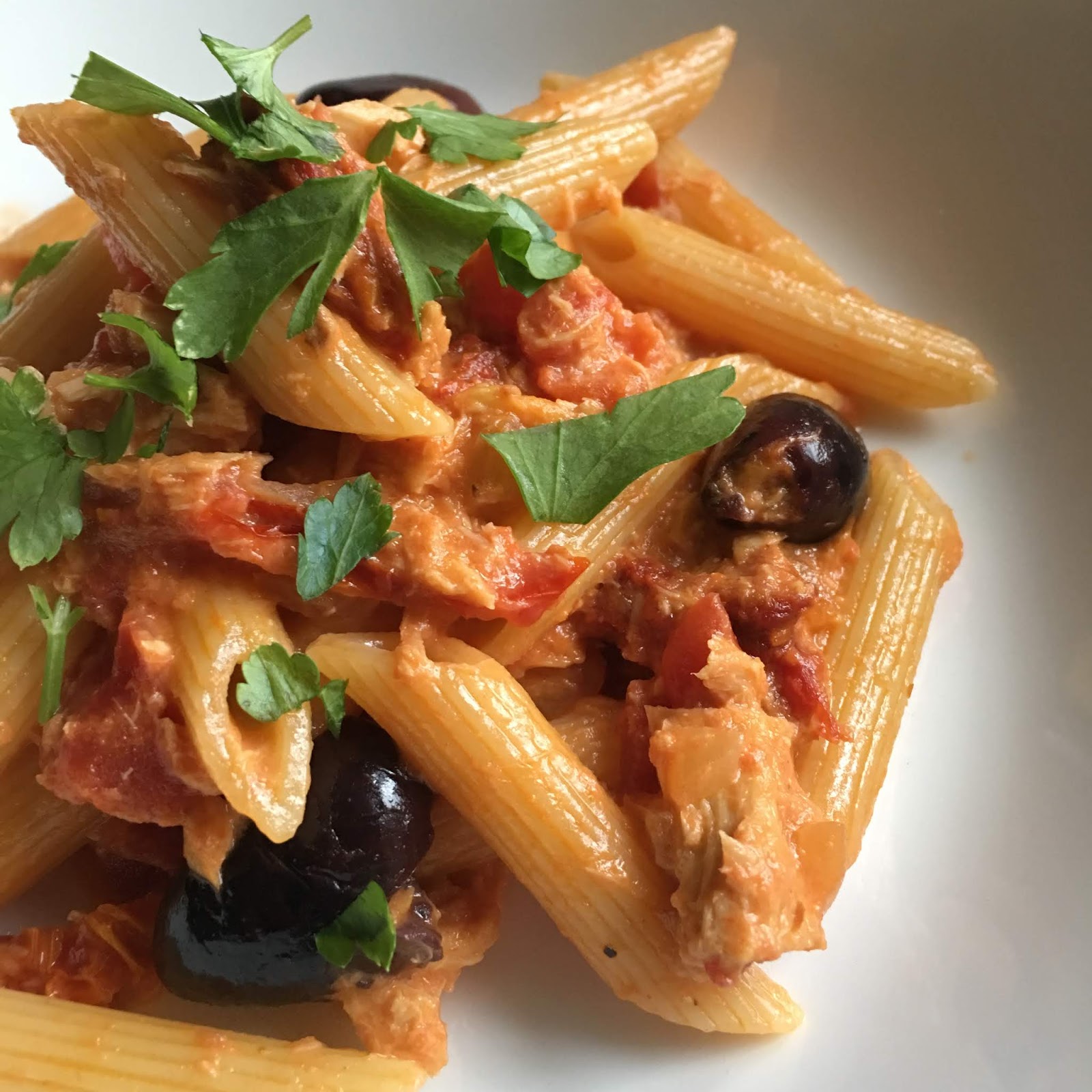 Pasta with Tomato Cream Sauce and Tuna
