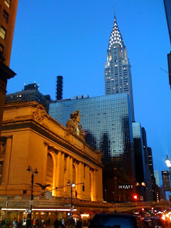 Grand Central Station and Chrysler Building in the evening, New York City, photography by A.E. Graves