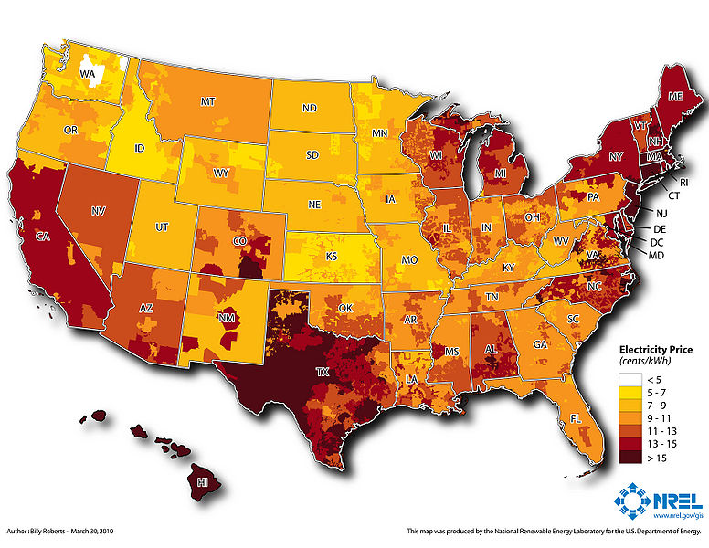 TYWKIWDBI Tai Wiki Widbee A Map Of U S Residential Electricity Prices