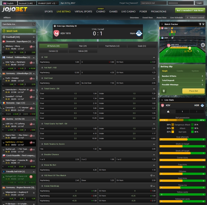 Jojobet Live Betting Screen