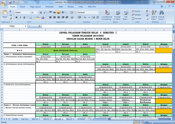 Contoh Jadwal Pelajaran SD Kurikulum 2013 Format Microsoft Contoh Jadwal Pelajaran SD Kurikulum 2013 Format Microsoft