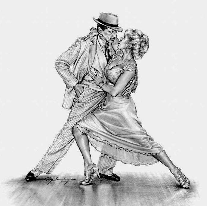 Бальные танцы рисунок карандашом